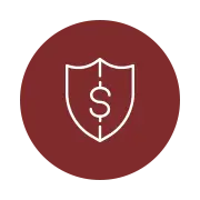 Icon with dollar sign on a shield